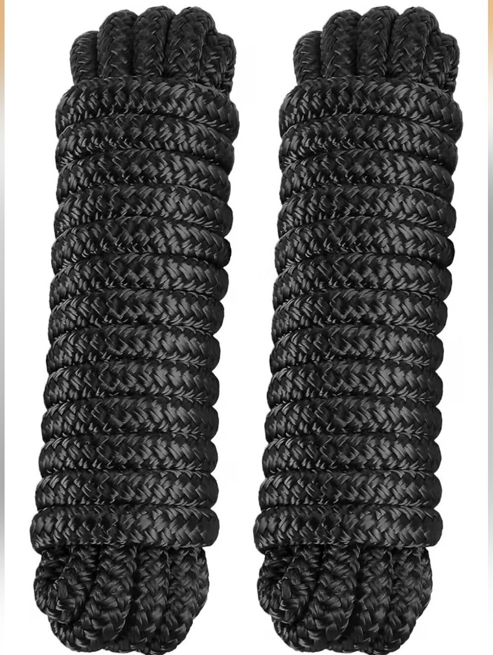 2 Pack Black Braided Dock Rope For Boat
